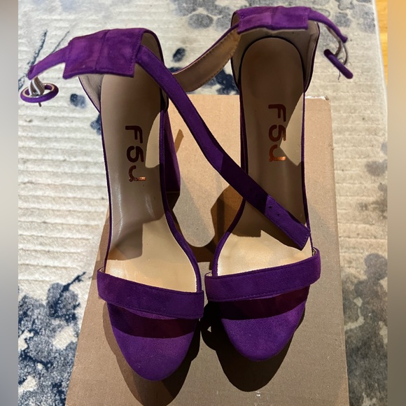 COPY - FSJ Purple Platform Suede Heels - Picture 9 of 10